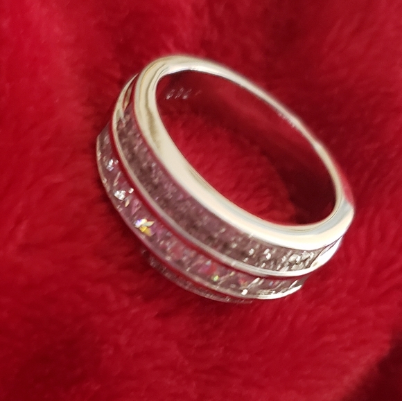 Thick White Gold filled Unisex CZ Ring - Picture 2 of 8